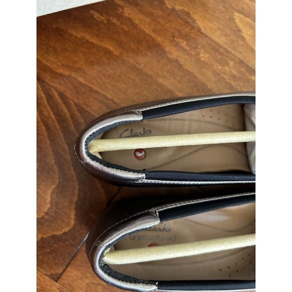 Clarks Pebble Metallic Un Darcey Ease Leather Flat - Women Size 5.5 M NEW Dressy - Picture 5 of 8
